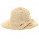 Wholesale crushable straw hat with woven short brim in beige
