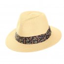 Wholesale mens straw fedora with blue paisley print
