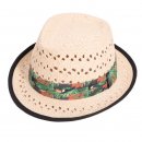 Wholesale adults unisex straw trilby with tucan band and black rim