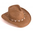 Wholesale adults unisex straw cowboy hat with shell band