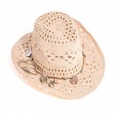 Wholesale ladies beige straw cowboy hat with shell band