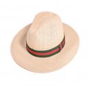 Wholesale mens straw fedora with red and green stripe band