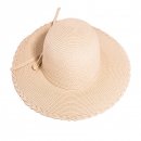 Wholesale ladies white straw wide brim hat with plait edge