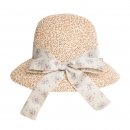 Wholesale beige straw hat with flower band for ladies