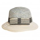Ladies short brim stripe hat with bow available for wholesale purchase from hat supplier SSP Hats