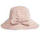 Bulk pink straw wide brim hat with bows