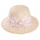Wholesale ladies straw short brim with pink spotty band
