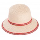Wholesale ladies short brim straw hat with red band