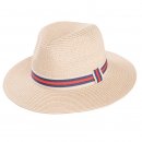 Wholesale adults unisex straw fedora with red and white ribbon band
