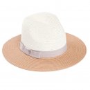 Wholesale ladies straw fedora hat with grey band