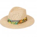 S433TB- MENS STRAW FEDORA WITH TROPICAL BAND AND UNDER BRIM