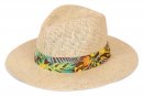 S433TB- MENS STRAW FEDORA WITH TROPICAL BAND AND UNDER BRIM