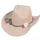 Wholesale womens straw cowboy bead with band detail