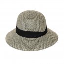 S473- LADIES COLOURED SHORT BRIM STRAW HAT WITH BAND