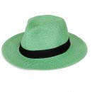 S489GN- PK OF 6 LADIES GREEN FEDORA WITH BLACK RIBBON BAND