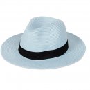 S489LB-PK OF 6 LADIES LIGHT BLUE FEDORA WITH RIBBON BAND
