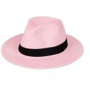 S489PK-PK OF 6 LADIES PINK FEDORA WITH BLACK RIBBON BAND