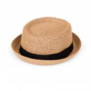 S497-MEN'S STRAW PORKPIE WITH PLAIN RIBBON BAND