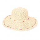 Wholesale white woven wide brim straw with bead trim