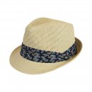 S506- MENS STRAW TRILBY HAT WITH DETAIL BAND