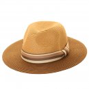 S535- PK OF 12 STRAW 2 TONE FEDORA HAT WITH RIBBON BAND