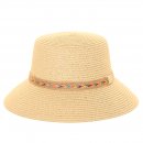 S537- PK OF 6 SHORT BRIM STRAW HAT WITH DETAIL BAND