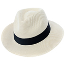 Wholesale mens plain straw fedora in white with black band