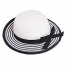 Bulk girls straw wide brim hat in white with striped brim