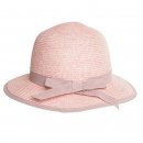 Wholesale girls pink straw hat with ribbon band and brim