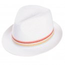 Wholesale girls trilby white straw hat with stripe band