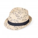 SC75- BOYS STRAW TRILBY WITH SHARK PRINT BAND