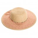 Wholesale ladies luxury straw hat with detailed pink band and brim
