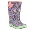 WF149 LADIES MULTI LEOPARD PRINT PRINTED RUBBER WELLINGTONS