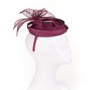 Wholesale sinamay form fascinator with flower and beads in purple