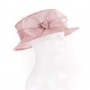 Wholesale short brim sinamay wedding hat with knitted bow trim in yellow