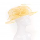 Wholesale yellow short brim sinamay wedding hat with twist trim