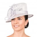 Wholesale short brim fascinator sinamay hat with loops and feather