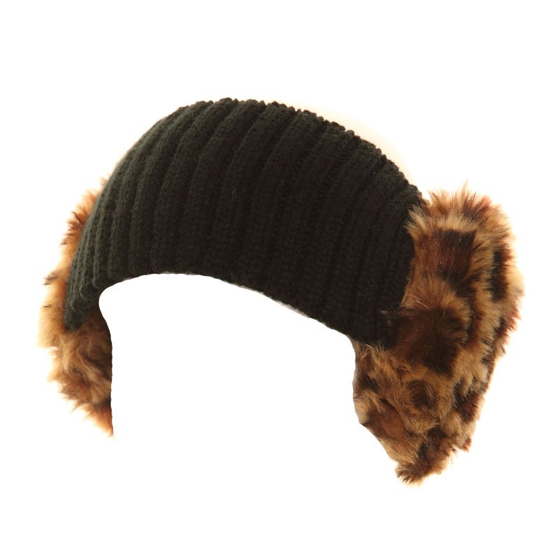 A889 women's knitted faux fur earmuff headband SSP Hats