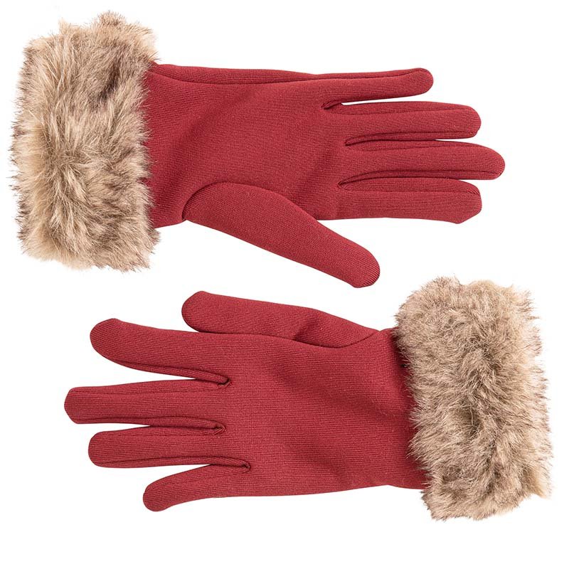 WHOLESALE LADIES GLOVES GL1251 LADIES COLOURED GLOVES WITH FAUX FUR