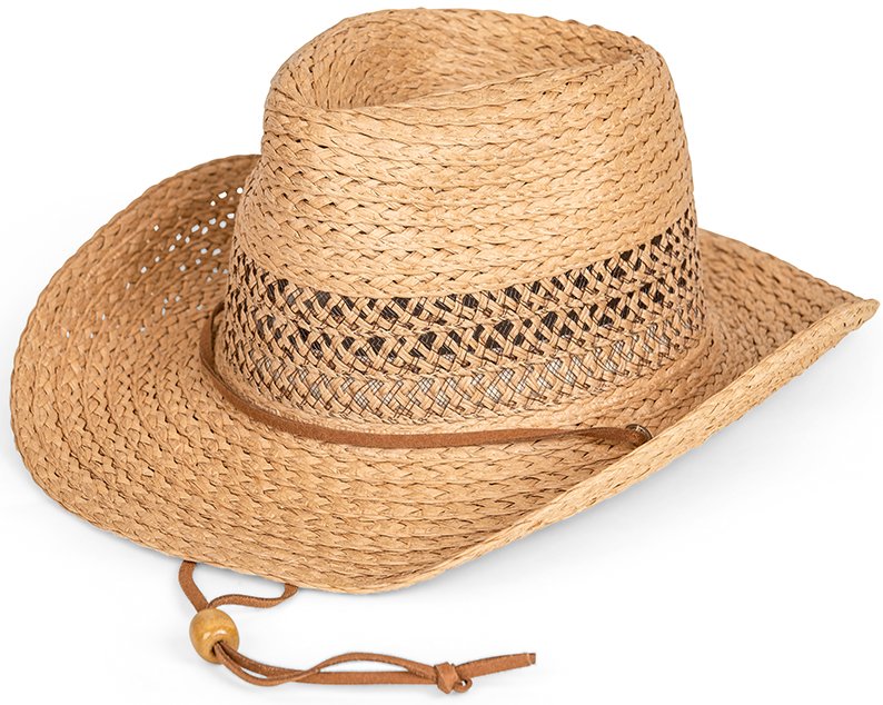 S424- -ADULTS UNISEX STRAW COWBOY WITH PULL CORD - SSP Hats