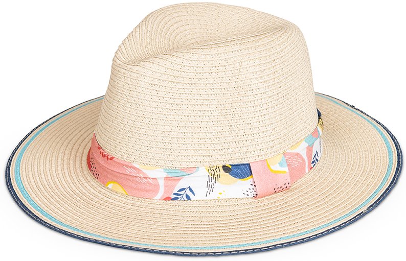 S430 LADIES STRAW FEDORA WITH RIBBON BAND AND DETAILED BRIM SSP Hats